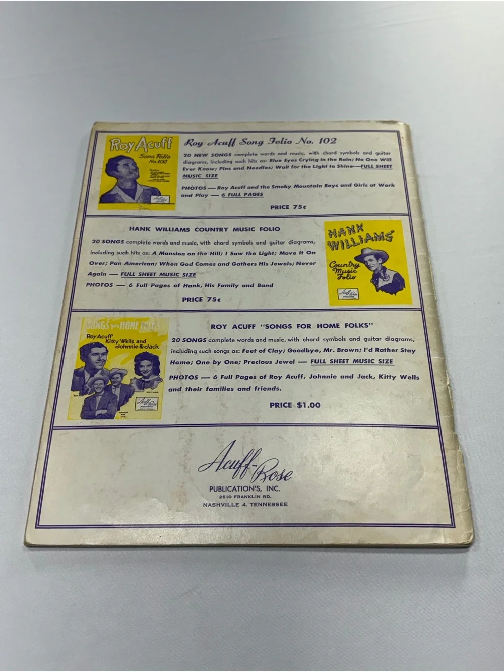 Hank Williams Favorite Songs Sheet Music Folio Songbook 1953 Country Vintage